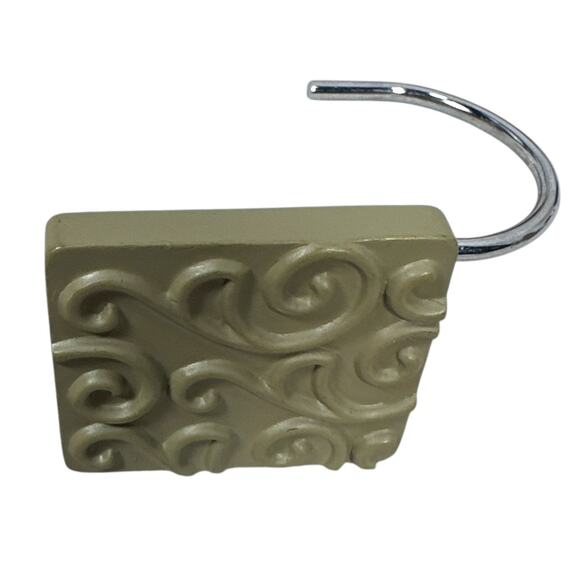 Abstract Scroll Resin Shower Curtain Hooks Rings Bathroom Hardware Lot of 11 - Picture 2 of 6